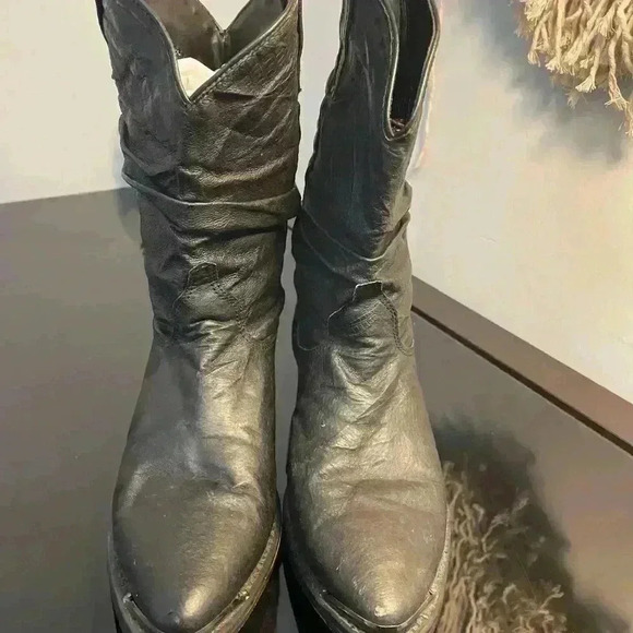 DINGO Womens Cowboy boots slouch Black with silver tip size 6.5 - Picture 2 of 7